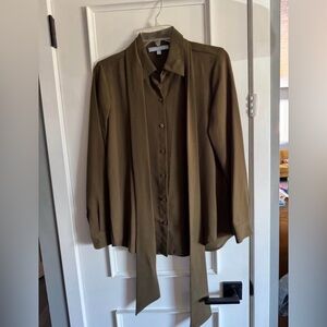 Antonio Melani Olive Green Bow Blouse
